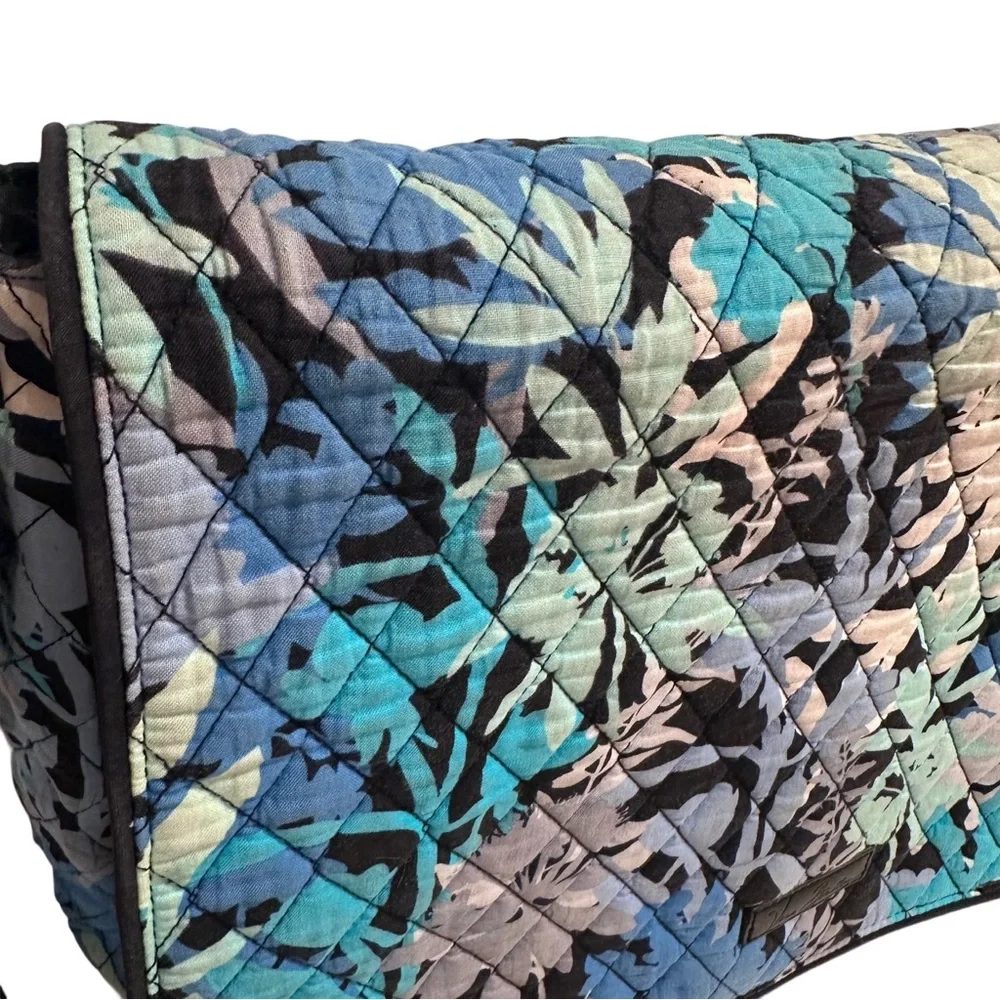 Vera Bradley Camofloral Crossbody Messenger Laptop Bag Tropical Blue Teal Tones
